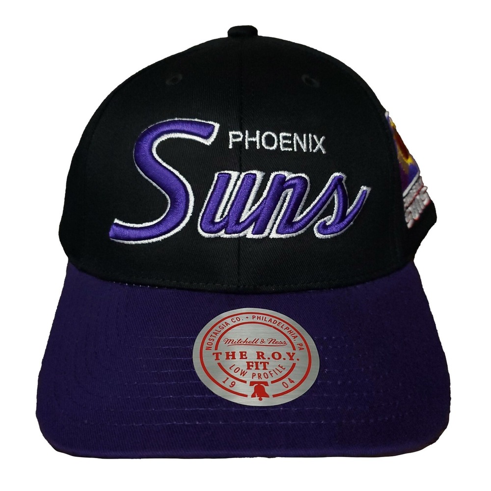 Phoenix Suns Mitchell & Ness NBA Dad‎ Hat Cap Script 3D Logo Black Purple NWT